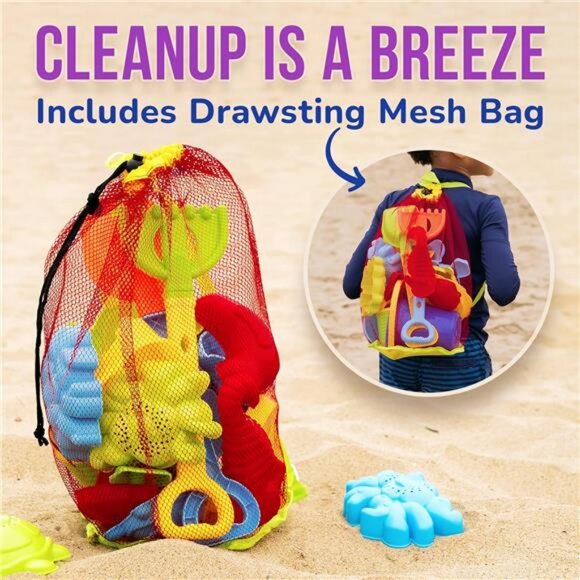 Beach Toys for Kids 3-10 - 18pc Sand Toys - Sandbox Toys for Toddlers - Picture 5 of 7